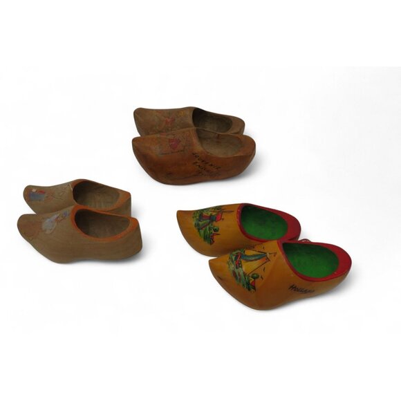 DUTCH Miniature CLOGS Wooden Hand-Painted 3 Sets Holland Vintage - Picture 7 of 13